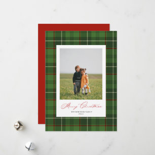 Green Plaid Classic Christmas Holiday Photo Card