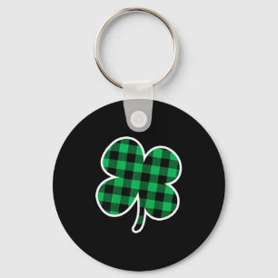 Green Plaid Clover St Patricks Day Women Shamrock Key Ring