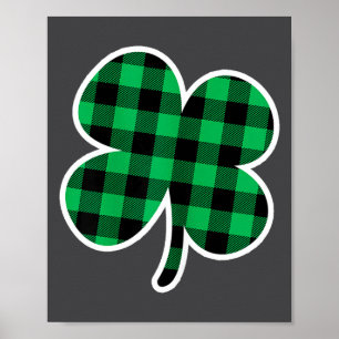 Green Plaid Clover St Patricks Day Women Shamrock  Poster