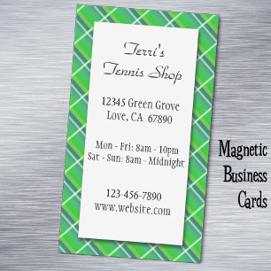 Green Plaid Custom Small Business Magnetic Card