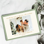 Green Plaid Custom Two Horizontal Photo Christmas Holiday Card<br><div class="desc">Cute Green Gingham Plaid Custom Two Horizontal Landscape Photos Christmas Holiday Card</div>