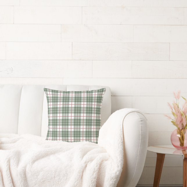 Green Plaid Farmhouse  Throw Pillow (Couch)