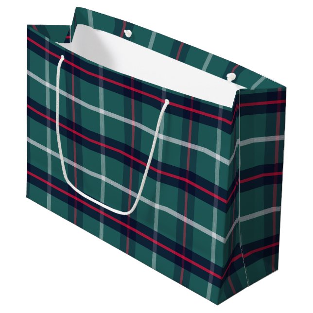 Green Plaid Gift Bag (Front Angled)
