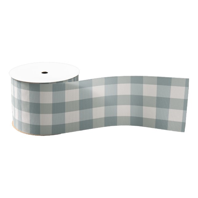 Green Plaid Gingham Country Farmhouse Simple Grosgrain Ribbon (Spool)