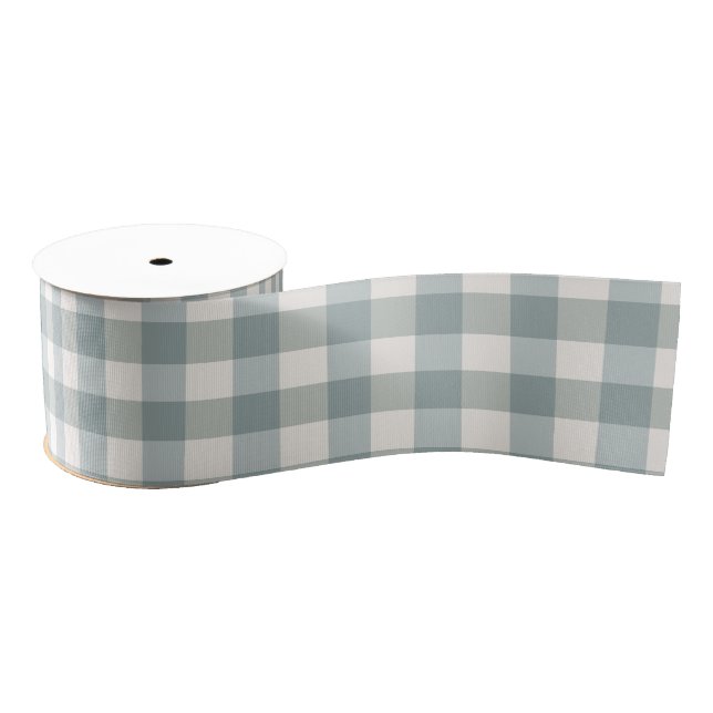 Green Plaid Gingham Country Farmhouse Simple Grosgrain Ribbon (Spool)