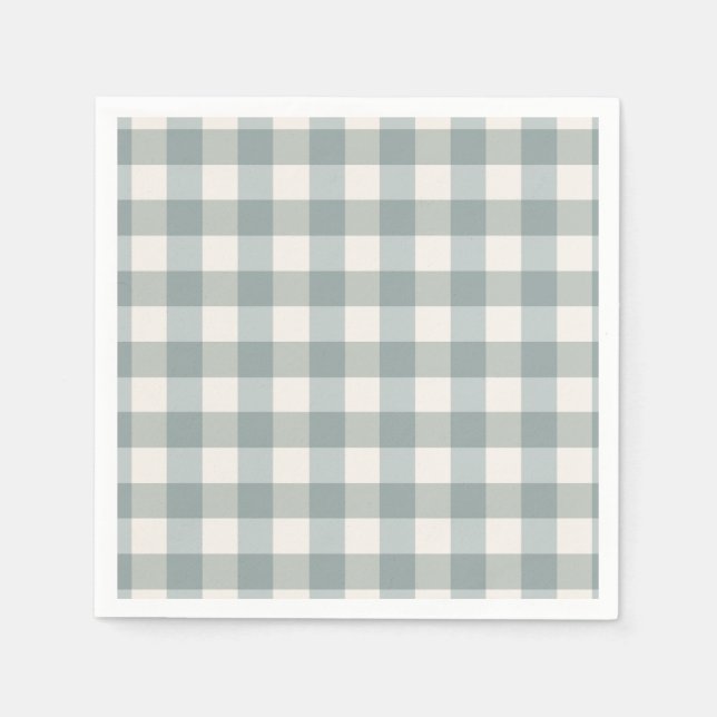 Green Plaid Gingham Country Farmhouse Simple Napkin (Front)