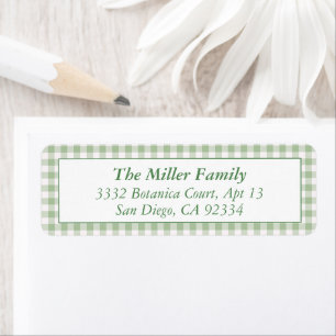 Green Plaid Gingham Preppy Classic Return Address Label