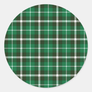 Green Plaid, Green Buffalo Plaid Classic Round Sticker