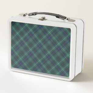 Green Plaid Metal Lunchbox