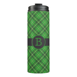 Green Plaid Monogram Thermal Tumbler