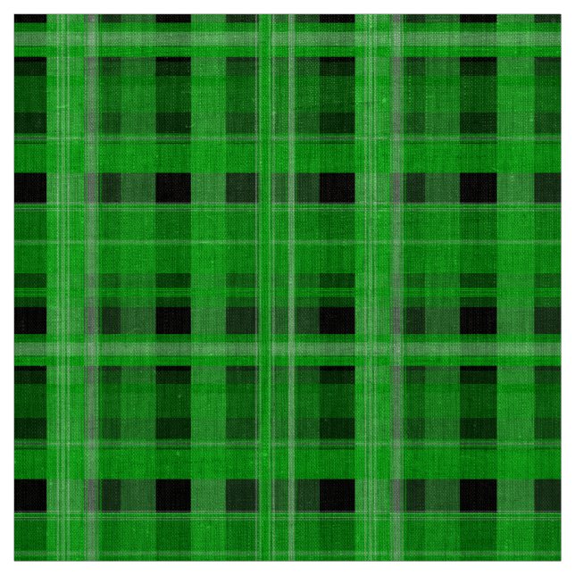 Green Plaid Natural Linen (54" width) Fabric (Swatch)