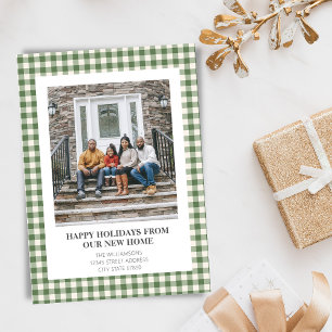 Green Plaid New Home Moving Christmas Photo Holiday Card