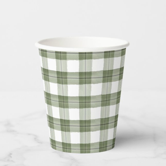 Green Plaid Paper Party Cup (Front)