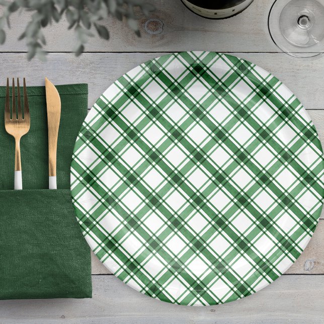 Green Plaid Paper Plate (Green Plaid Paper Plates
)
