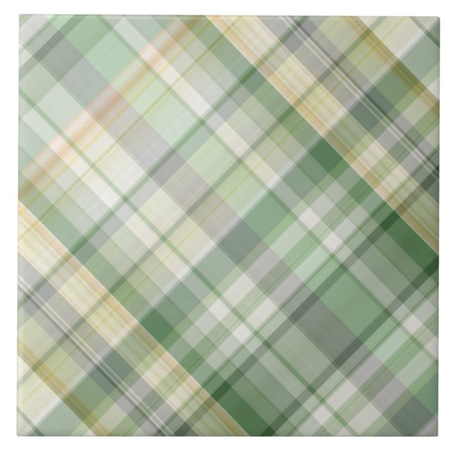 Green plaid pattern ceramic tile (Front)