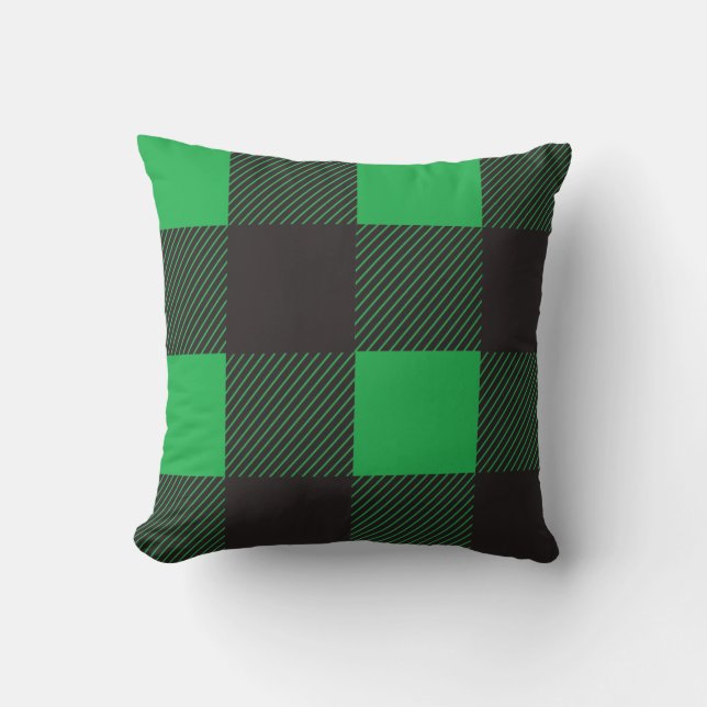 Green Plaid Pattern Cushion (Front)