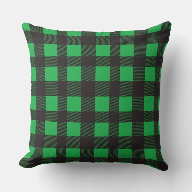 Green Plaid Pattern Cushion (Front)
