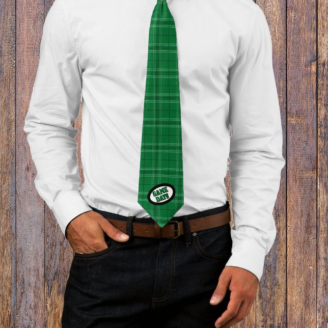 Green Plaid Pattern Game Day Tie (Creator Uploaded)