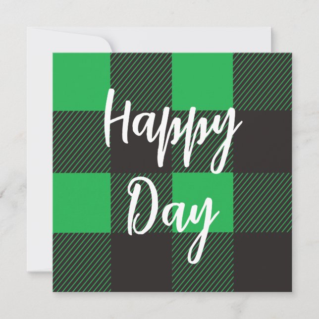 Green Plaid Pattern Happy Day (Front)
