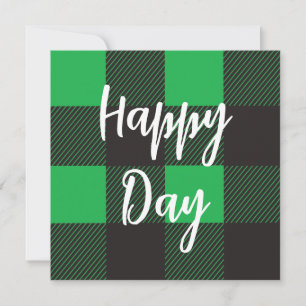 Green Plaid Pattern Happy Day