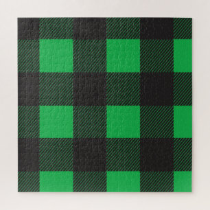 Green plaid pattern jigsaw puzzle