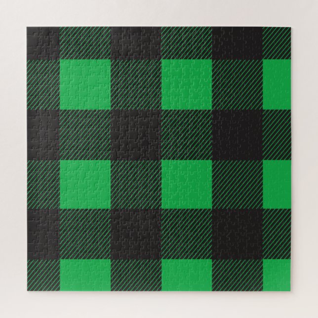 Green plaid pattern jigsaw puzzle (Vertical)