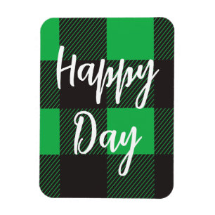 Green Plaid Pattern Magnet