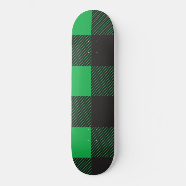 Green plaid pattern skateboard (Front)