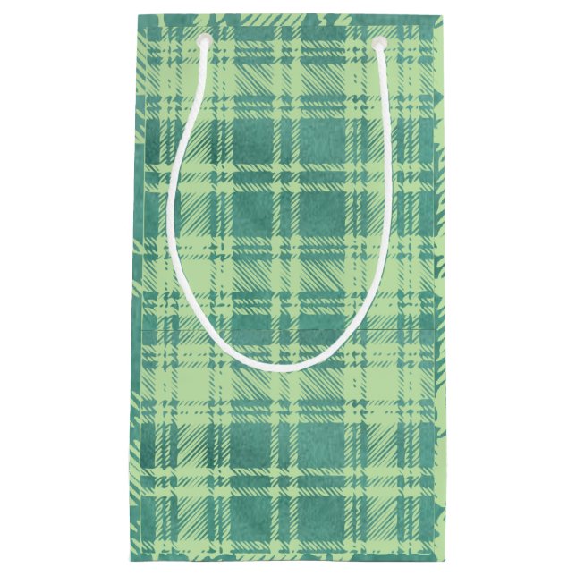 Green plaid Pattern: Small Gift Bag (Front)