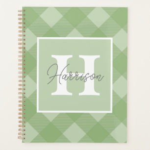 Green Plaid Personalised Monogram and Name Planner