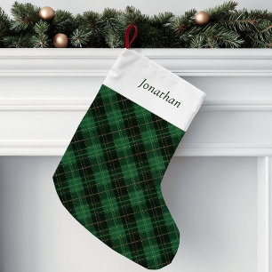 Green Plaid Personalized  Small Christmas Stocking