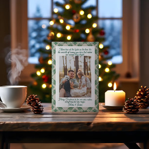 Green Plaid Portrait  Photo Christmas Holiday Card