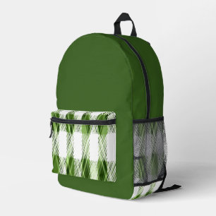 Green plaid  printed backpack