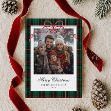 Green Plaid Red Bow Photo