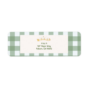 Green Plaid Return Address Label