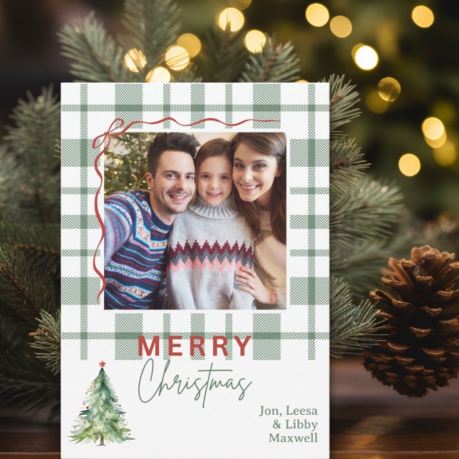Green Plaid Rustic Photo Christmas Card (Green Plaid Rustic Photo Christmas Card
)