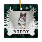 Green Plaid Rustic Pine Trees Dog Bone Pet Photo