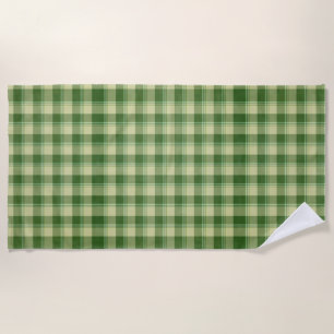 Green Plaid Saint Patrick's day Beach Towel