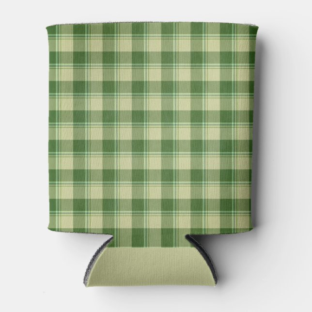 Green Plaid Saint Patrick's day Can Cooler (Front)