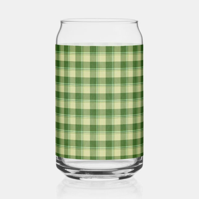 Green Plaid Saint Patrick's day Can Glass (Front)