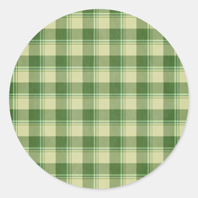 Green Plaid Saint Patrick's day Classic Round Sticker (Front)