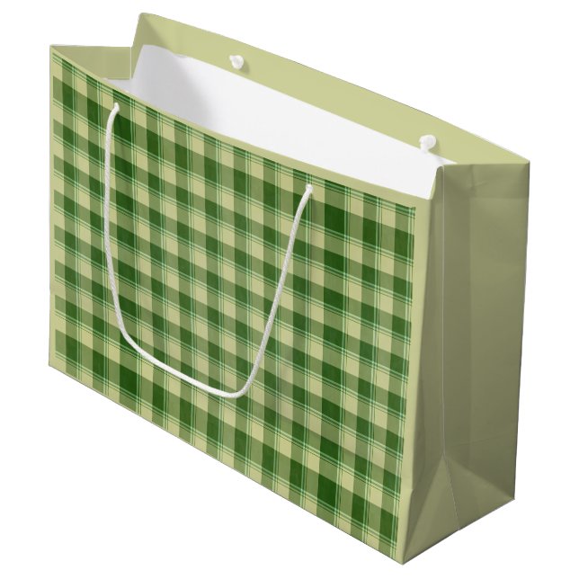 Green Plaid Saint Patrick's day Large Gift Bag (Front Angled)