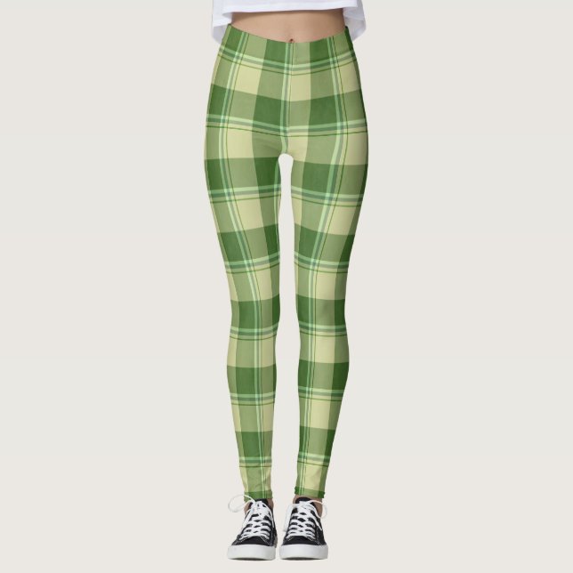 Green Plaid Saint Patrick's day Leggings (Front)