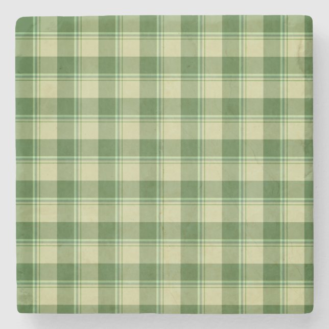 Green Plaid Saint Patrick's day Stone Coaster (Front)