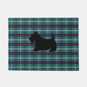 Green Plaid Scottish Terrier Doormat 