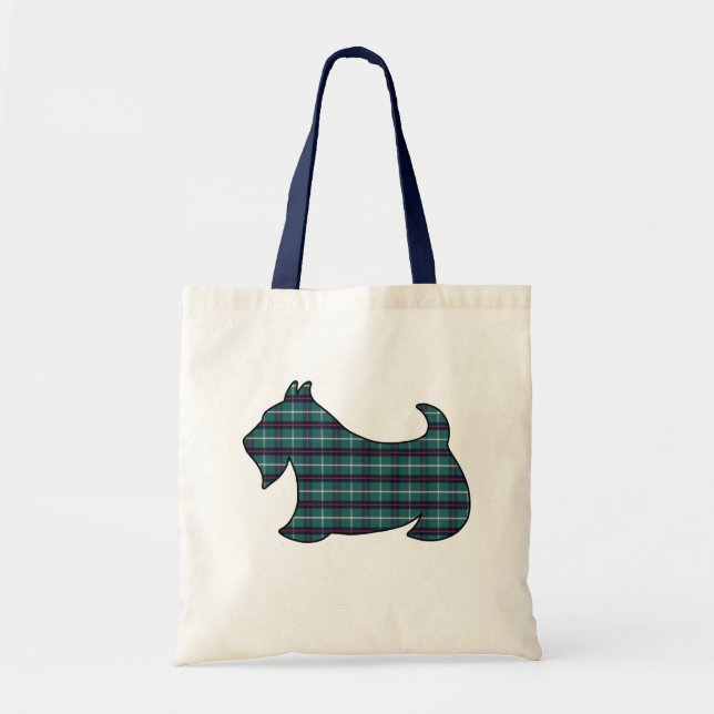Green Plaid Scottish Terrier Tote Bag (Front)