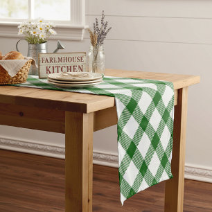 Green plaid  short table runner