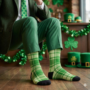Green Plaid St. Patrick's Day Socks