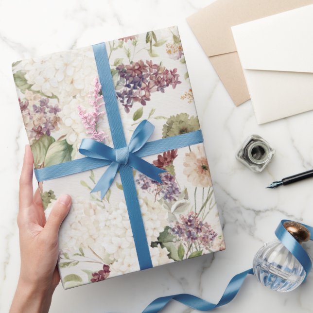 Green Plaid Stripes Burgundy Cream Flowers Birthda Wrapping Paper (Gifting)