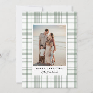 Green Plaid Tartan Christmas Photo Card